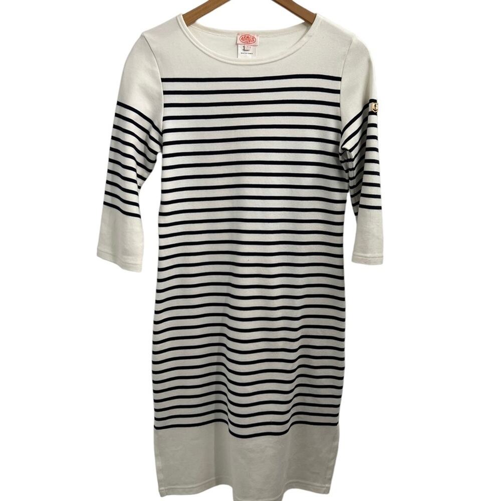 Armor Lux Made In France White & Bluen Nautical Breton Stripe Dress S